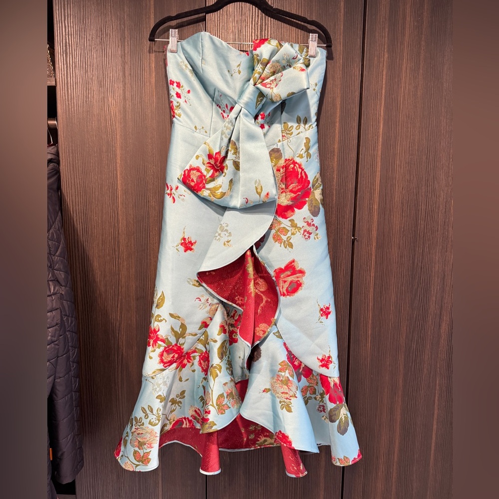 Mestiza - Floral Strapless Ruffle Dress